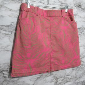Lilly Pulitzer Pink and Olive Patterned Mini Skirt